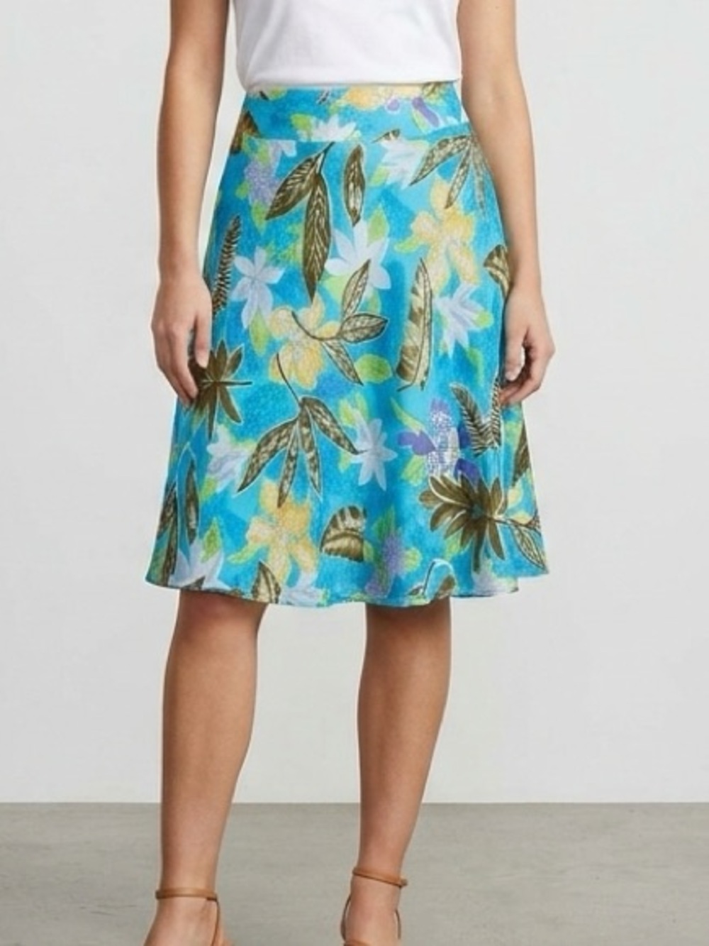 Laura Ashley Summer Tropical 100% Silk Skirt size 20W Sequins paillettes Floral